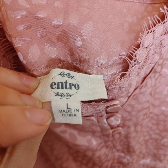 Entro Size Large Blouse Animal Print Pink Tank Blouse Polyester Shiny Metallic - Picture 8 of 10